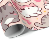 Schattigee Kawaii kattenpatronen Cadeaupapier (Rol Hoek)
