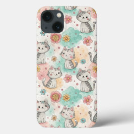 Schattigee kawaii kattenpatroon pastel Case-Mate iPhone case