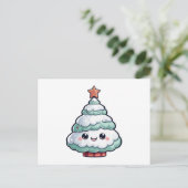 Schattigee Kawaii kerstboom illustratie Feestdagenkaart (Staand voorkant)