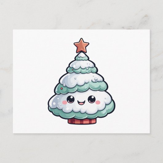 Schattigee Kawaii kerstboom illustratie Feestdagenkaart (Voorkant)