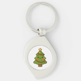 Schattigee Kawaii kerstboom Sleutelhanger