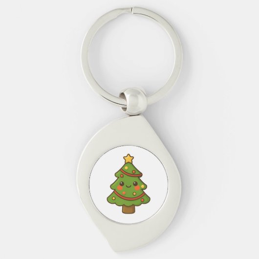 Schattigee Kawaii kerstboom Sleutelhanger (Voorkant)
