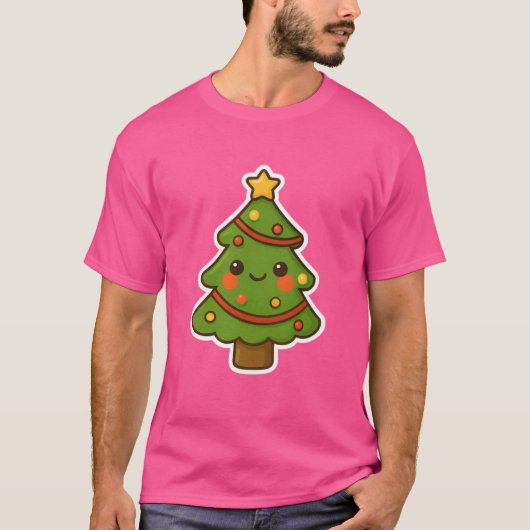Schattigee Kawaii kerstboom T-shirt (Voorkant)