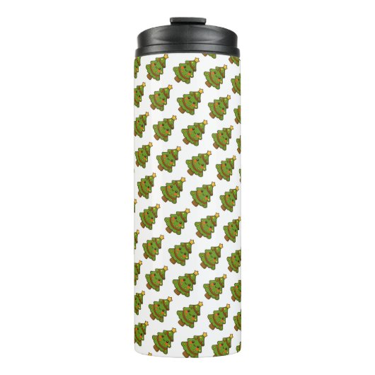 Schattigee Kawaii kerstboom Thermosbeker (Voorkant)