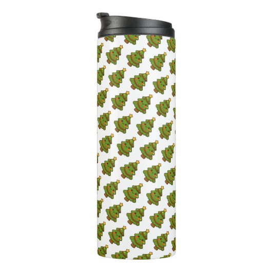 Schattigee Kawaii kerstboom Thermosbeker (Geroteerd rechts)