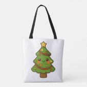 Schattigee Kawaii kerstboom Tote Bag (Achterkant)