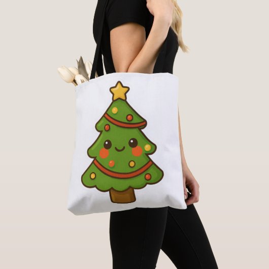 Schattigee Kawaii kerstboom Tote Bag (Dichtbij)
