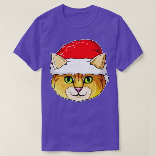 Schattigee Kawaii Kerstkat met Santas Pet Voor Chr T-shirt (Design voorkant)