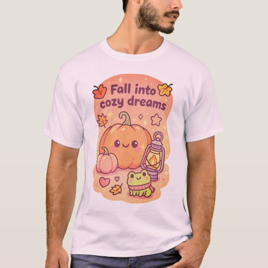 Schattigee Kawaii Kikker en Pompoen Herfst Shirt – (Voorkant)