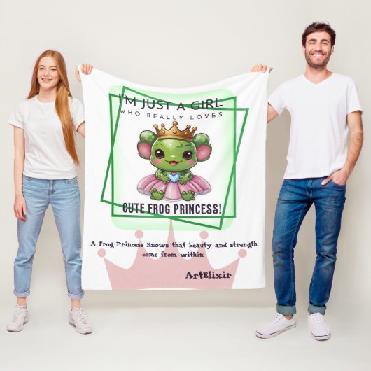 Schattigee Kawaii kikker Prinses Print Fleece Deken (In situ)