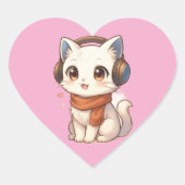 ​Schattigee Kawaii Kitten Hoofdtelefoon Sticker in (Voorkant)