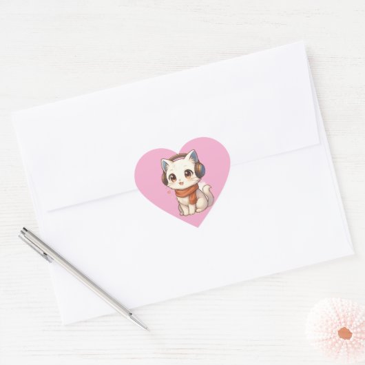 ​Schattigee Kawaii Kitten Hoofdtelefoon Sticker in (Envelop)