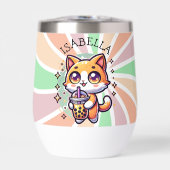 Schattigee Kawaii Kitten met Bubble Tea Gepersonal (Voorkant)