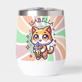 Schattigee Kawaii Kitten met Bubble Tea Gepersonal