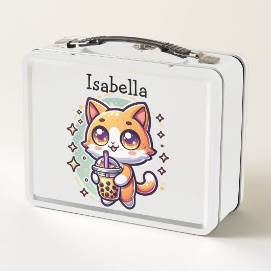 Schattigee Kawaii Kitten met Bubble Tea Gepersonal (Achterkant)