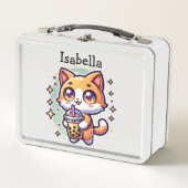 Schattigee Kawaii Kitten met Bubble Tea Gepersonal (Voorkant)