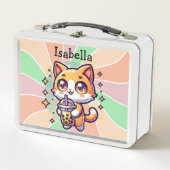 Schattigee Kawaii Kitten met Bubble Tea Gepersonal (Voorkant)