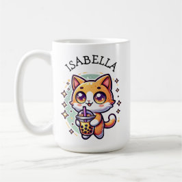Schattigee Kawaii Kitten met Bubble Tea Gepersonal Koffiemok