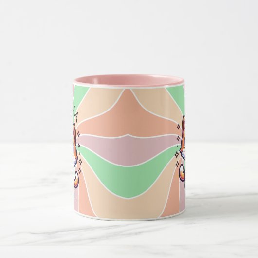 Schattigee Kawaii Kitten met Bubble Tea Gepersonal Mok (Midden)