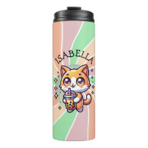 Schattigee Kawaii Kitten met Bubble Tea Gepersonal