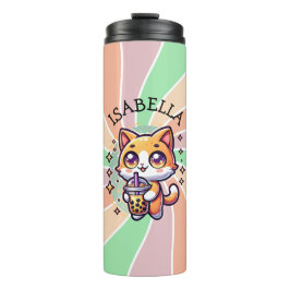Schattigee Kawaii Kitten met Bubble Tea Gepersonal Thermosbeker