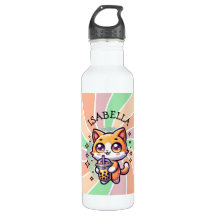 Schattigee Kawaii Kitten met Bubble Tea Gepersonal