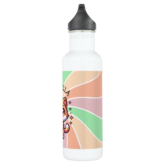 Schattigee Kawaii Kitten met Bubble Tea Gepersonal Waterfles (Rechts)