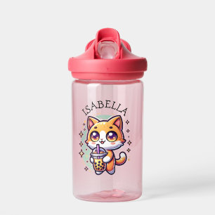 Schattigee Kawaii Kitten met Bubble Tea Gepersonal Waterfles