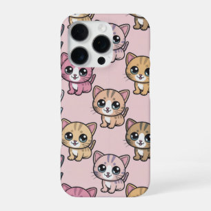 Schattigee Kawaii Kitten Pattern iPhone 16 Pro Hoe Hoesje