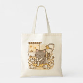 Schattigee Kawaii Kitty Cat Spelen met Toilet Roll Tote Bag (Achterkant)