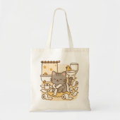 Schattigee Kawaii Kitty Cat Spelen met Toilet Roll Tote Bag (Voorkant)