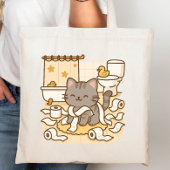 Schattigee Kawaii Kitty Cat Spelen met Toilet Roll Tote Bag