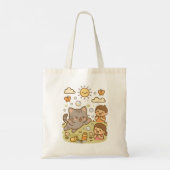 Schattigee Kawaii Kitty Cat Spelen met zeepbellen Tote Bag (Achterkant)