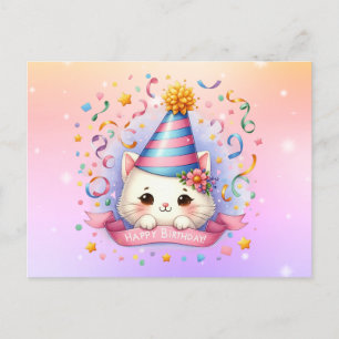 Schattigee Kawaii Kitty Cat Verjaardag Groeten Bri Briefkaart