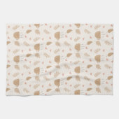 Schattigee Kawaii Koffie en bladeren Herfstpatroon Theedoek (Horizontaal)