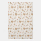 Schattigee Kawaii Koffie en bladeren Herfstpatroon Theedoek (Verticaal)