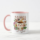 Schattigee Kawaii Koffie en Bloemen Mok (Links)