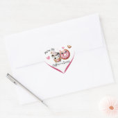 Schattigee kawaii koffie en donuts hart sticker (Envelop)