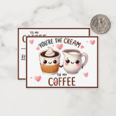 Schattigee Kawaii koffie en room Notitiekaartje (Voorkant / Achterkant in situ)