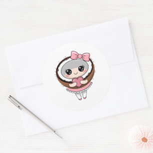 Schattigee Kawaii Kokosnoot Stickers, Kokosnoot La Ronde Sticker