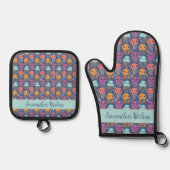 Schattigee Kawaii kwal gepersonaliseerd Ovenwant & Pannenlap Set (Voorkant)