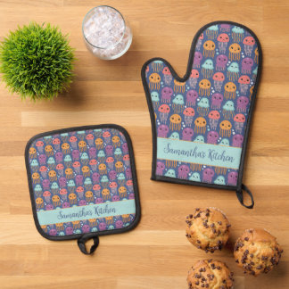 Schattigee Kawaii kwal gepersonaliseerd Ovenwant & Pannenlap Set