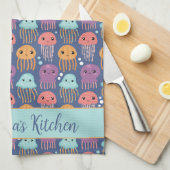 Schattigee Kawaii kwal gepersonaliseerd Theedoek (Quarter Fold)