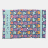 Schattigee Kawaii kwal gepersonaliseerd Theedoek (Horizontaal)