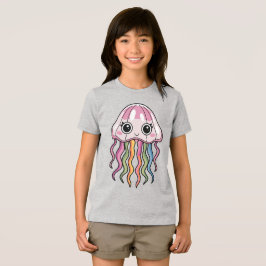 Schattigee Kawaii kwal met regenboogtentakels Tri-Blend Shirt