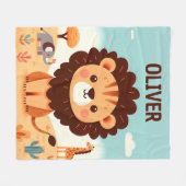 Schattigee Kawaii Leeuw in Savanna gepersonaliseer Fleece Deken (Voorkant (Horizontaal))
