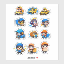 Schattigee Kawaii levering chauffeurs diensten Sticker