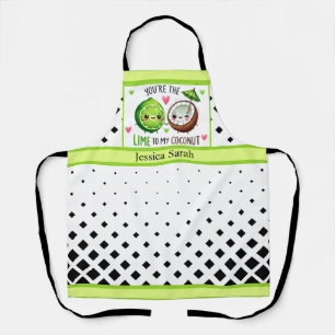 Schattigee kawaii limoenen en kokosnoot schort