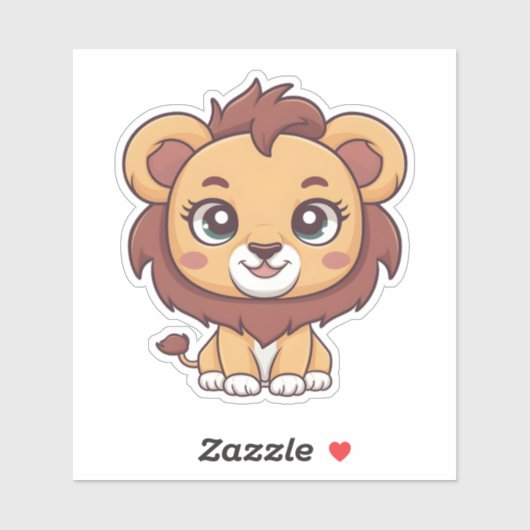 Schattigee Kawaii Lion Schattig Animal Design voor Sticker (Vel)