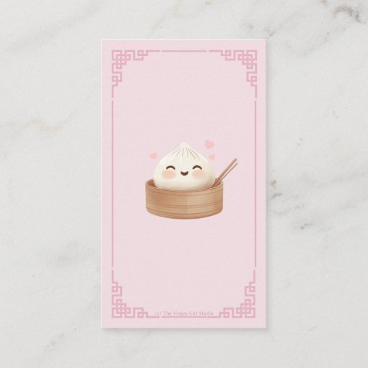 Schattigee Kawaii Little Dumpling Bao Roze Luier R Informatiekaartje (Achterkant)